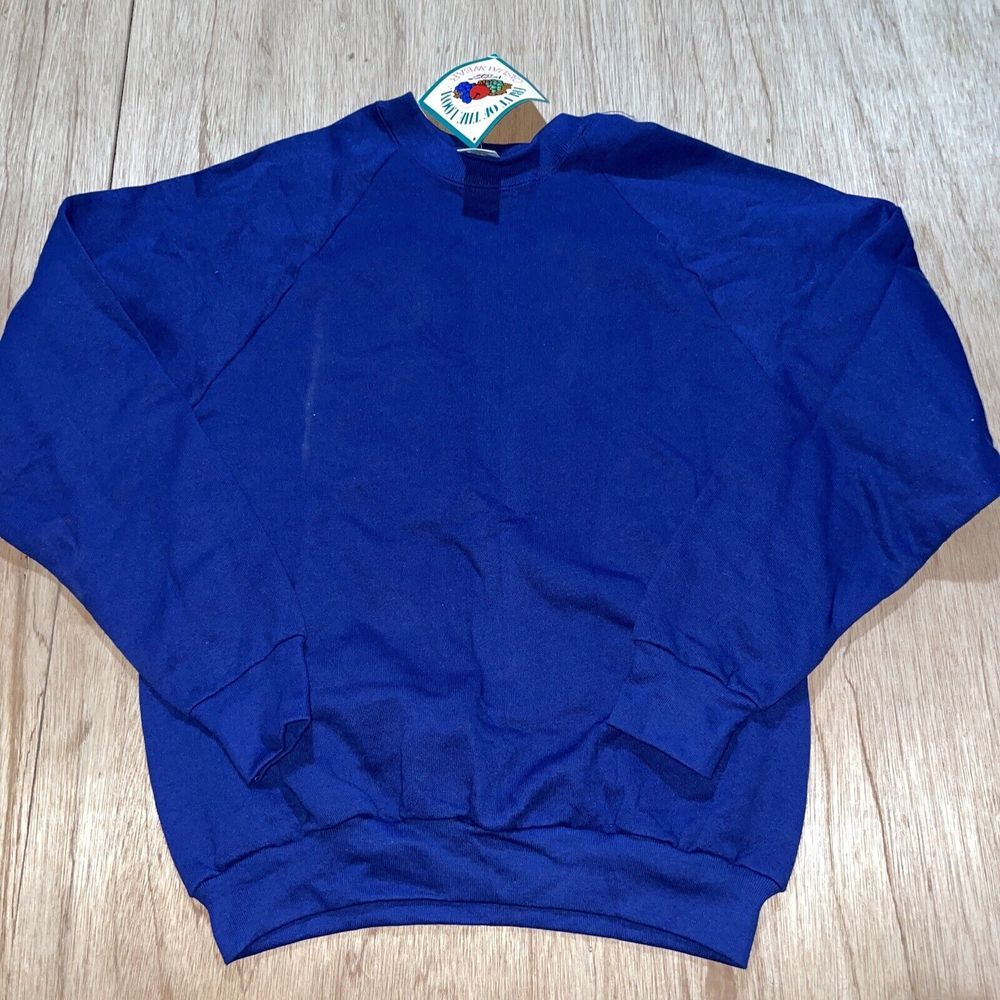VTG Fruit of the Loom Blank Sweatshirt Womens Large Navy Blue Made in USA